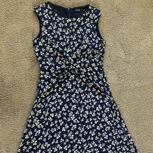 Ralph Lauren Blue and White Floral Midi Dress